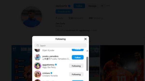 INDIKASI DERI CORFE KE PSIM - Deri Corfe kepergok follow Instagram bek asal Jepang PSIM Yogyakarta, Yusaku Yamadera.