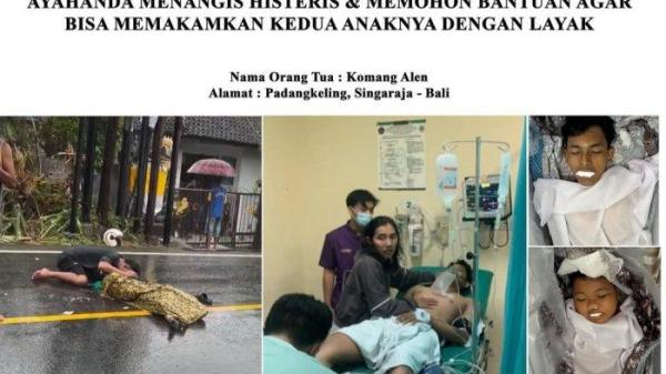 Donasi - Unggahan Ari Ulangun di media sosial mengenai donasi yang dibuka untuk membantu keluarga almarhum Gede Krisna dan Komang Angga.