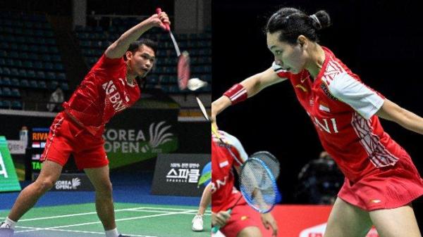 RINOV/GLORIA - Rinov Rivaldy dan Gloria Emanuelle Widjaja jadi pasangan ganda campuran anyar Indonesia kala berhadapan dengan China di babak perempat final Sudirman Cup 2023, Jumat (19/5/2023).