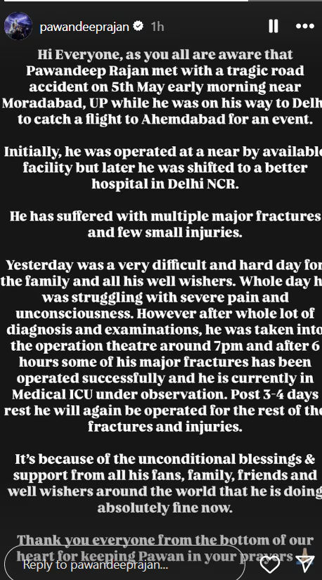 Singer Pawandeep Rajan recruited in ICU after accident, know how their condition is now 2 - Image