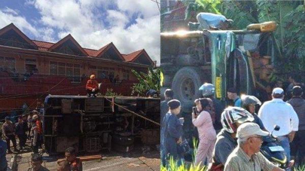 KECELAKAAN BUS ALS - Petugas gabungan saat melakukan proses evakuasi terhadap korban kecelakaan bus ALS di Kota Padang Panjang, Sumatera Barat, Selasa (6/5/2025). Berikut daftar korban meninggal dunia dalam kecelakaan maut ini.