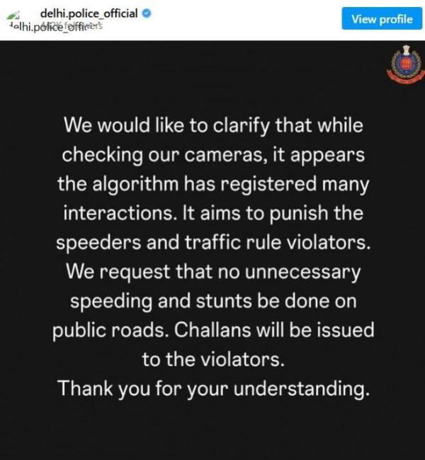 Delhi Police's indirect dig at Virat Kohli