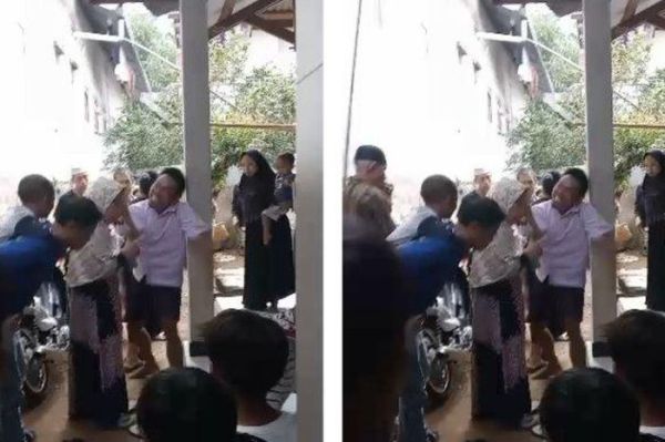 Kondisi kejadian saat seorang nenek di Cianjur dikeroyok dan dipukul usai dituduh sebagai penculik anak