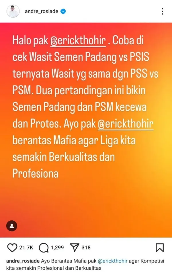 andre rosiade mafia bola semen padang bri liga 1 liga 1 mafia sepakbola