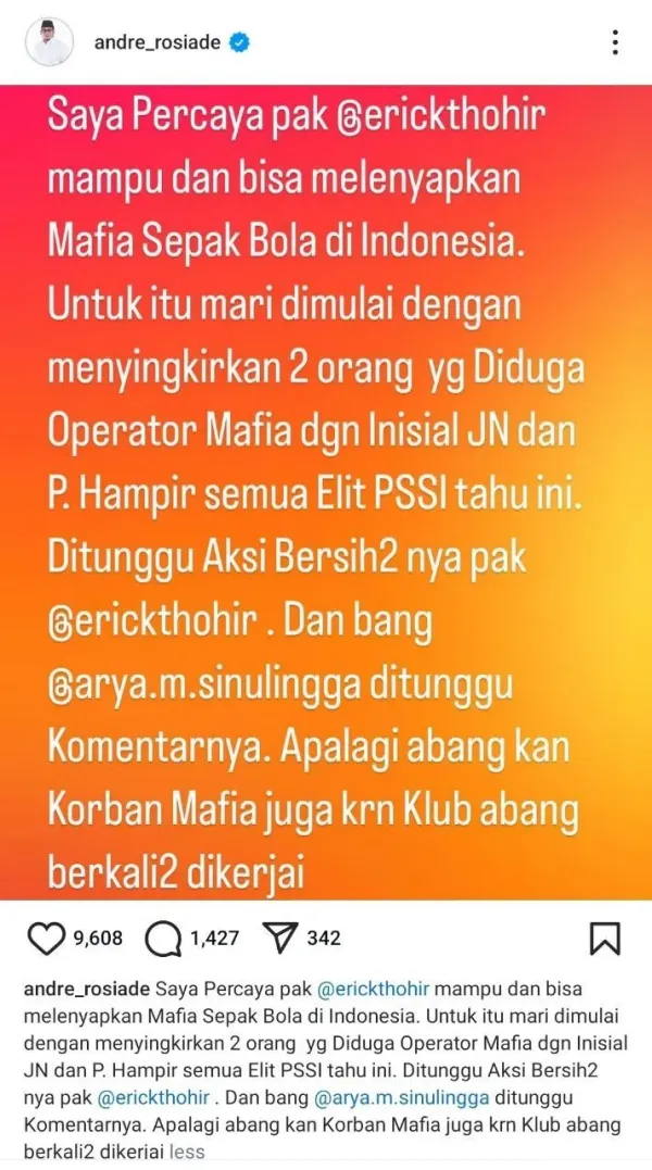 andre rosiade mafia bola semen padang bri liga 1 liga 1 mafia sepakbola