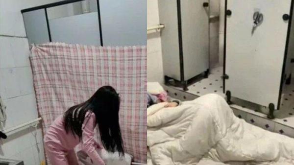 KARYAWAN HIDUP HEMAT - Karyawan perempuan berusia 18 tahun di China, Yang, memilih untuk tinggal di toilet kantor sebagai solusi mengatasi kesulitan membayar sewa tempat tinggal. Penghasilan Yang diketahui 2.700 yuan (sekitar Rp 6,2 juta) per bulan.