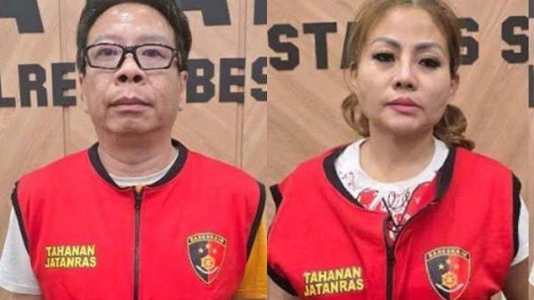 JAN HWA DIANA DAN SUAMI TERSANGKA - (kiri) Handy Soenaryo, suami Jan Hwa Diana yang ditetapkan tersangka bersama sitri kpasus pengerusakan mobil. (kanan) potret Jan Hwa Diana saat kenakan baju tahanan.