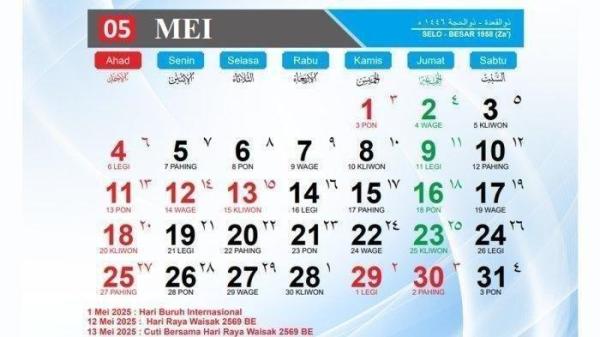 Kalender Jawa Mei 2025