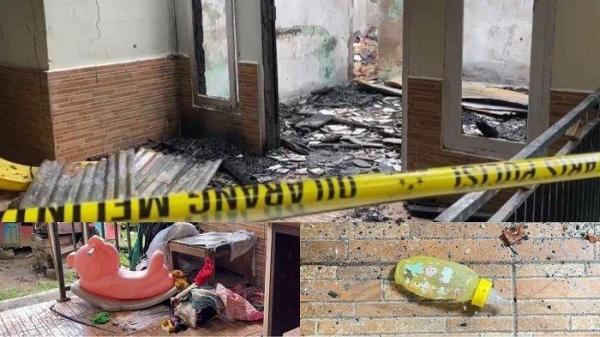 KONDISI RUMAH PASCAKEBAKARAN - Kolase foto rumah korban tiga balita meninggal tragis di Kota Kendari, Provinsi Sulawesi Tenggara (Sultra) pascakebakaran, Rabu (7/5/2025). <div class=