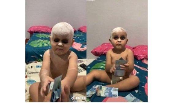 ILUSTRASI TUYUL - Video aksi lucu bocah didandani ala tuyul viral di media sosial, dibuat oleh ayahnya. Tanggapan sang ibu hanya bisa geleng kepala.
