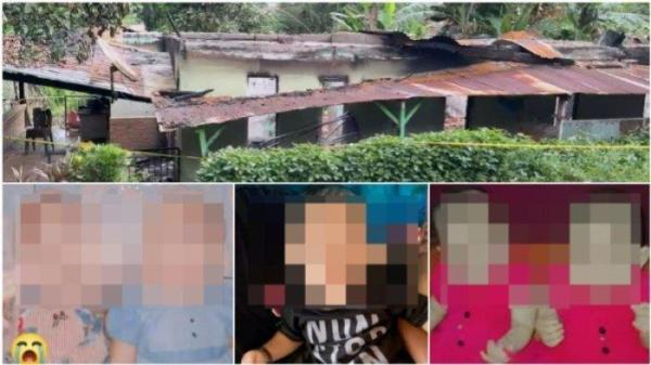 BALITA KORBAN KEBAKARAN - Kolase foto kondisi rumah terbakar pascakebakaran tragis yang merenggut nyawa 3 balita kakak beradik di Jalan R Suprapto, Kelurahan Punggolaka, Kecamatan Puuwatu, Kota Kendari, Sulawesi Tenggara (Sultra), saat diabadikan TribunnewsSultra.com pada Rabu (07/05/2025). Tiga bocah meninggal dunia dalam kebakaran yang terjadi pada Selasa (06/05/2025) tersebut yakni AN (3), AZ (1), serta N (3) (foto bawah).