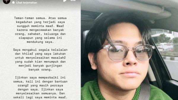 MINTA MAAF - Permintaan maaf Aldy Maldini dari capture Instagram, Minggu (11/5/2025).