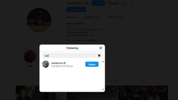 RUMOR TRANSFER SHAYNE PATTYNAMA  - Shayne Pattynama kepergok sudah follow Instagram bos PSIM Yogyakarta, Dyaradzi Aufa Taruna.