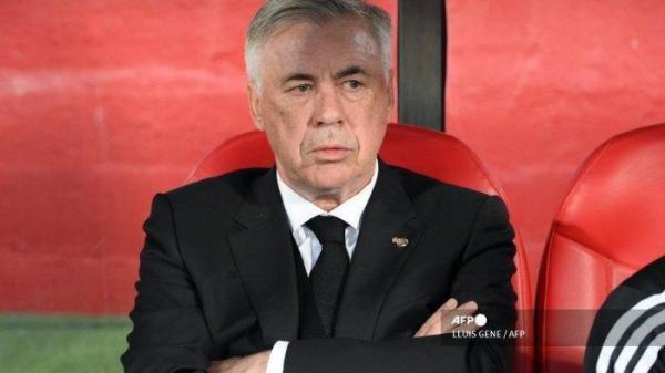 RUMOR LATIH ROMA - Pelatih Real Madrid asal Italia Carlo Ancelotti saat pertandingan sepak bola liga Spanyol antara Girona FC dan Real Madrid CF di stadion Montilivi di Girona pada 25 April 2023. Carlo Ancelotti kini dikaitkan akan pindah ke AS Roma.