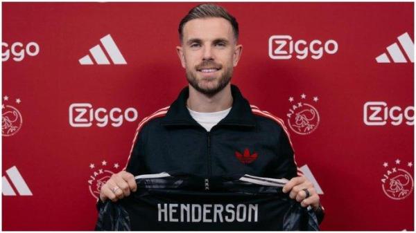 Foto penyambutan Jordan Henderson oleh tim Ajax Amsterdam dalam bursa transfer pemain musim dingin 2023/2024.