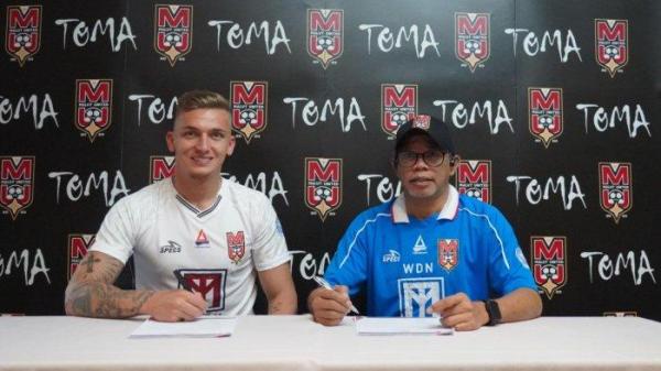 Pemain asing Malut United FC,Cassio Scheid dan COO Malut United Williem D. Nanlohy.