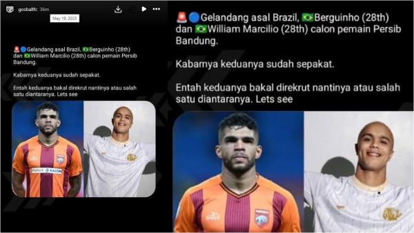 BURSA TRANSFER PERSIB BANDUNG - Persib Bandung kabarnya deal dengan Berguinho dan Wiliam Marcilio.