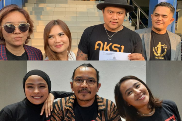 PERSETERUAN BAND KOTAK - Foto Atas: Icez (PA), Posan Tobing (PT), dan Julia Angelia alias Pare (JA). Foto Bawah: Tantri, Cella, dan Chua.