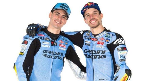 SOSOK ALEX MARQUEZ - Fermin Aldeguer (kiri) sebagai rookie MotoGP dan Alex Marquez jadi pembalap andalan tim Gresini Racing.