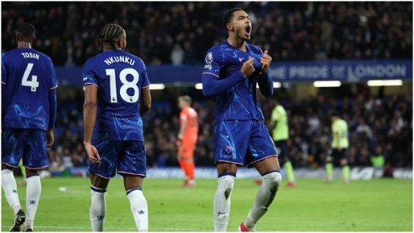 SELEBRASI CHELSEA - Levi Colwill melakukan selebrasi gol setelah menutup kemenangan Chelsea atas Southampton pada pekan ke-27 Liga Inggris 2024/2025 di Stamford Bridge Stadium, Rabu (26/2/2025). (Website Chelsea -26/2/2025)