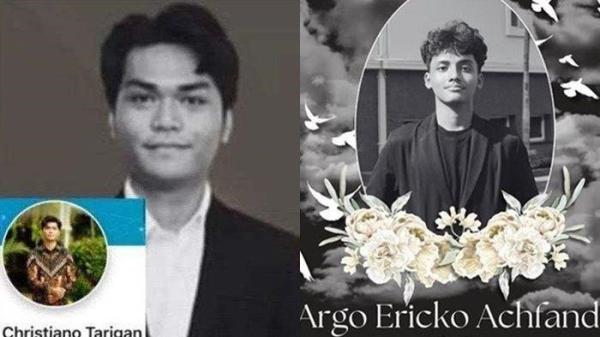 PENABRAK MAHASISWA UGM- (kiri) potret Christiano Pengarapenta Pengidahan Tarigan (21), pengemudi mobil BMW yang menabrak mahasiswa UGM, Argo Ericko Achfandi (19) diduga anak bos perusahaan, (kanan) Argo Ericko Achfandi, korban tewas ditabrak Christiano.