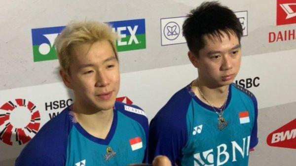 Ganda putra Indonesia, Marcus Fernaldi Gideon/Kevin Sanjaya Sukamuljo, menang dari Korea Selatan di babak pertama Indonesia Masters 2023, Kang Min Hyuk/Seo Seung Jae, Selasa (24/1/2023).