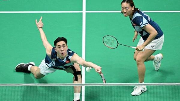 TANG/TSE - Ganda campuran Hong Kong, Tang Chun Man/Tse Ying Suet semifinal Badminton Asia Championships 2025 di Ningbo, China, pada 12 April 2025. <div class=