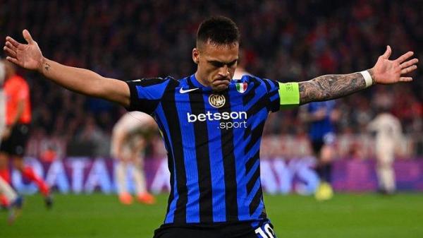 SELEBRASI - Pemain Inter Milan, Lautaro Martinez selebrasi setelah mencetak gol ke gawang Bayern Munchen pada leg pertama babak perempat final Liga Champions di Allianz Arena, Rabu (9/4/2025). Inter menang dengan skor 1-2 atas Bayern Munchen. (Foto diambil dari Instagran Inter pada Rabu (9/4/2025).