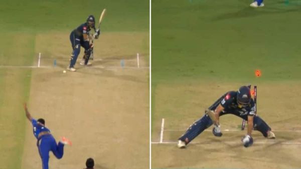 Jasprit Bumrah dismissed Washington Sundar with a yorker during the GT vs MI IPL 2025 eliminator match