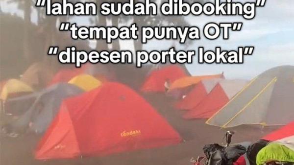 AREA CAMP MERBABU. Viral area camp merbabu sudah di booking. Peristiwa ini memunculkan kritik keras dari warganet terhadap praktik pemanfaatan ruang publik di kawasan taman nasional untuk kepentingan komersial.