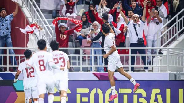 Selebrasi gol Rafael Struick ke gawang Korea Selatan, Jumat (26/4/2024).