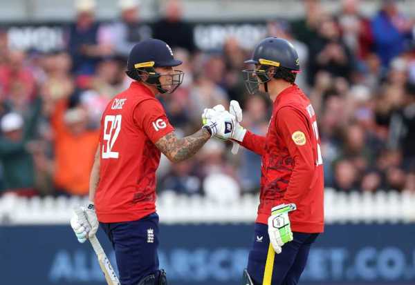 Tom Banton Gets a Handshake from Brydon Carse After England Seled Victory, England vs West Indies, 2nd T20I, Bristol, June 8, 2025