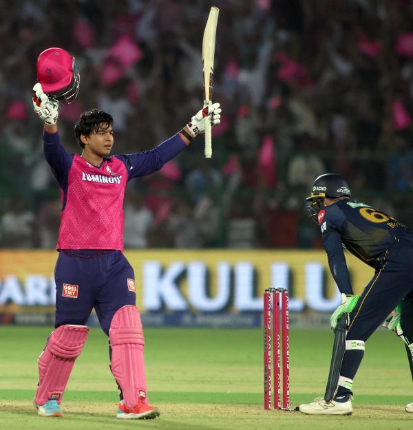 Rajasthan Royals Player Vaibhav Suryavanshi after scoring his maiden ipl century. Rajasthan Royals Player Vaibhav Suryavanshi after scoring his maiden ipl century.