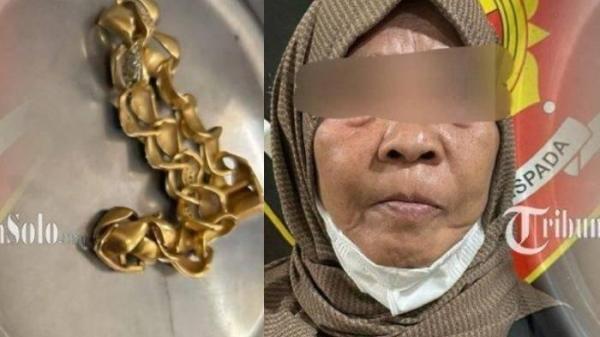 NENEK LAKUKAN PENIPUAN - Seorang nenek asal Kabupaten Madiun, Jawa Timur ditangkap polisi karena nekat menjual perhiasan emas palsu di toko emas yang ada di Desa/Kecamatan Gondang, Kabupaten Sragen, Jawa Tengah. Ia menjual perhiasan yang saat dicek luarnya asli, tapi ternyata dalamnya palsu, hanya logam biasa.