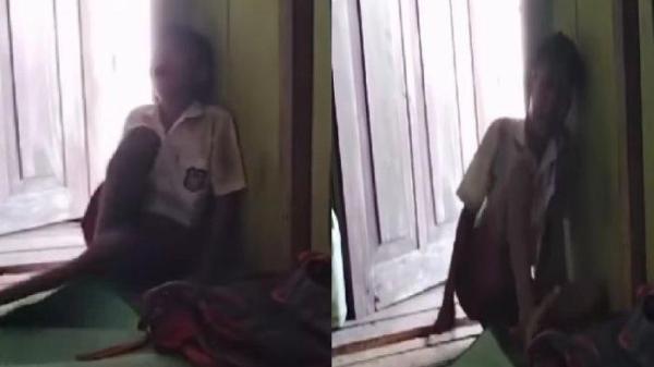 bocah SD bernama Galang menangis histeris saat diminta berhenti sekolah karena alasan ekonomi