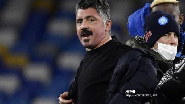 Pelatih Napoli Italia Gennaro Gattuso bereaksi pada akhir pertandingan sepak bola Serie A Italia Napoli vs Juventus pada 13 Februari 2021 di stadion Diego Maradona (San Paolo) di Napoli.
Filippo MONTEFORTE / AFP