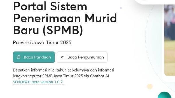 SPMB JATIM 2025 - Tangkapan layar portal SPMB Jatim 2025.