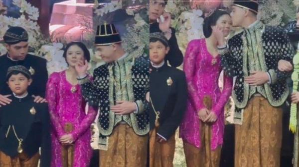 AL GHAZALI CIUM SHAFEEA- Al Ghazali memastikan agar Shafeea tak lagi bersedih sambil bersiap untuk foto keluarga.  langsung mencium kening dan elus adiknya yang berdiri di sampingnya.