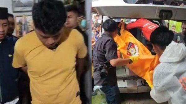 MUTILASI DI JAMBI - Terduga pelaku pembunuhan mutilasi SJ alias Wanda (kiri) dan petugas kepolisian mengevakuasi korban mutilasi di kawasan Batang Anai, Kabupaten Padang Pariaman, Sumatera Barat. Wanda memutilasi kekasihnya dan 2 orang lainnya bertemen.