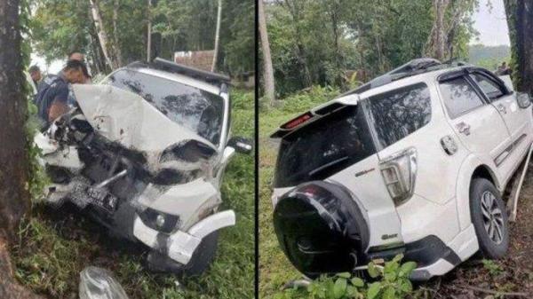 KECELAKAAN DI CIANJUR - Satu keluarga alami kecelakaan di Jalan Raya Kampung Bipak, Desa Jatisari, Kecamatan Sindangbarang, Kabupaten Cianjur, Jawa Barat, Minggu (22/6/2025). Kecelakaan itu menewaskan Kades Mekarsari bersama istri dan anak keduanya.