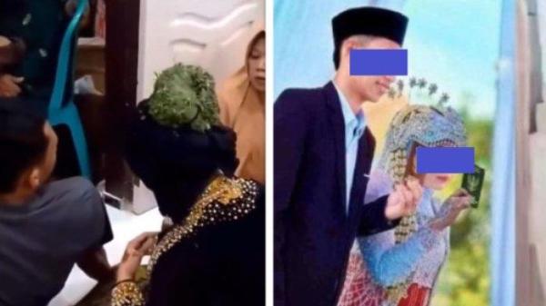 JANDA NGAKU GADIS : Foto pernikahan wanita dan laki-laki di Lombok, NTB. Pengantin wanita mengaku gadis, padahal sudah menjada 3 kali hingga membuat pengantin pria mengamuk.