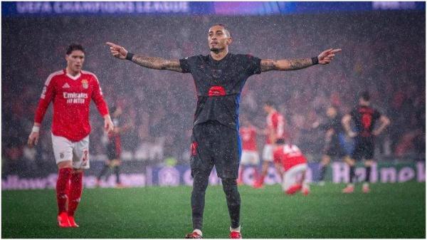 SELEBRASI BARCELONA - Pemain Barcelona Raphinha melalukan selebrasi setelah gol ke gawang Benfica pada pertandingan Phase League Liga Champions 2024/2025, 22 Januari 2025. (Website Barcelona - 5/3/2025)