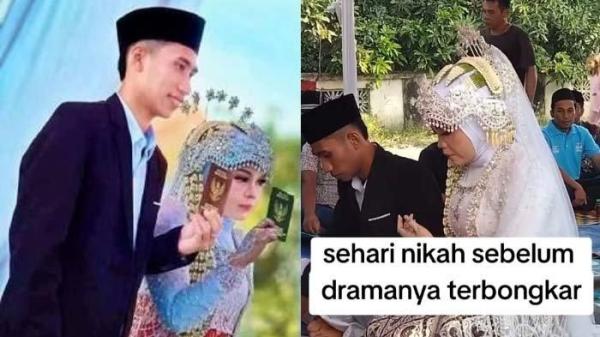 PERNIKAHAN VIRAL DI LOMBOK: Tangkapan layar sosok pengantin pria syok nikahi wanita ngaku gadis ternyata sudah tiga kali jadi janda. Pengantin pria ternyata punya profesi mentereng hingga bikin warga Lombok kagum, disadur pada Rabu (25/6/2025).