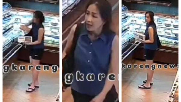 AKSI PENCURIAN - Seorang wanita tertangkap kamera CCTV sedang mencuri kue lapis legit di toko roti kawasan Kalideres, Jakarta Barat. 