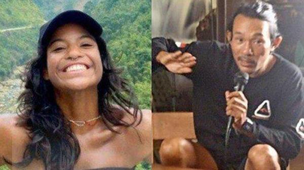 CERITA EVAKUASI - Agam Rinjani (kanan), seorang pemandu Gunung Rinjani saat diskusi di Jakarta Selatan, Sabtu (28/6/2025). Ia menceritakan detik-detik evakuasi jasad Juliana Marins (kiri), pendaki asal Brasil yang tewas terperosok di jurang Gunung Rinjani.