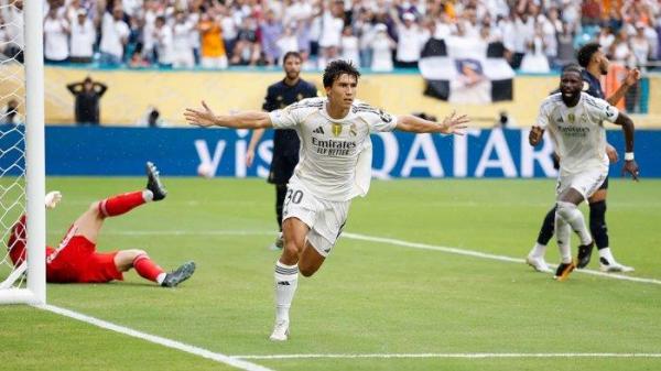 SELEBASI - Selebrasi penyerang Real Madrid, Gonzalo Garcia saat melawan Juventus pada babak 16 besar Piala Dunia Antarklub 2025, pada Rabu (2/7/2025) dini hari WIB. <div class=