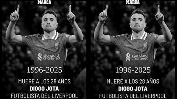 Media Spanyol, Marca melaporkan, pemain Liverpool Diogo Jota meninggal dunia setelah mengalami kecelakaan lalu lintas di Provinsi Zamora, Sapanyol, Kamis (3/7/2025). Foto diambil dari media X Marca pada Kamis, 3 Juli 2025.