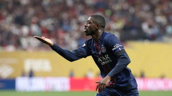 GOL PSG - Pemain Paris saint-Germain (PSG) Ousmane Dembele merayakan gol ke gawang Bayern Munchen pada laga perempat final Piala Dunia Antarklub 2025 di Mercedes-Benz Stadium, Sabtu (5/7/2025) malam WIB. (Website FIFA - 6/7/2025)