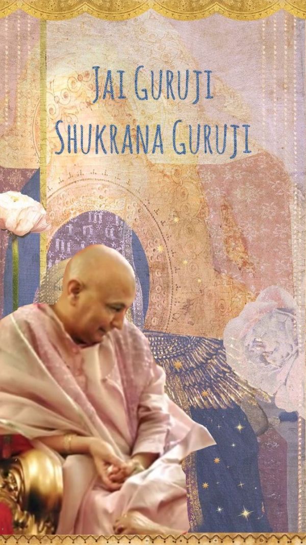 This may contain: an old man sitting in a chair with his hands on his knees and the words jal gurujit shurana guruut above him