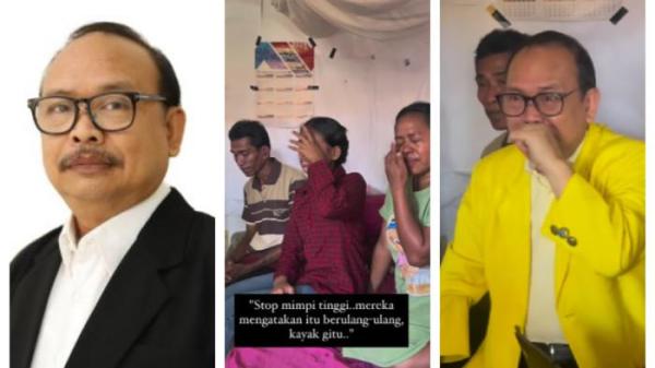DOSEN UI MENANGIS - Dosen legendaris UI, Sudibyo atau yang biasa dikenal anak-anak UI dengan panggilan Pak Dibyo menangis mendengar kisah perjuangan Margaret, anak di Kupang, NTT, yang berhasil lulus Psikologi UI. (Situs Pascakomunikasi Fisip UI dan Instagram Imam Santoso).